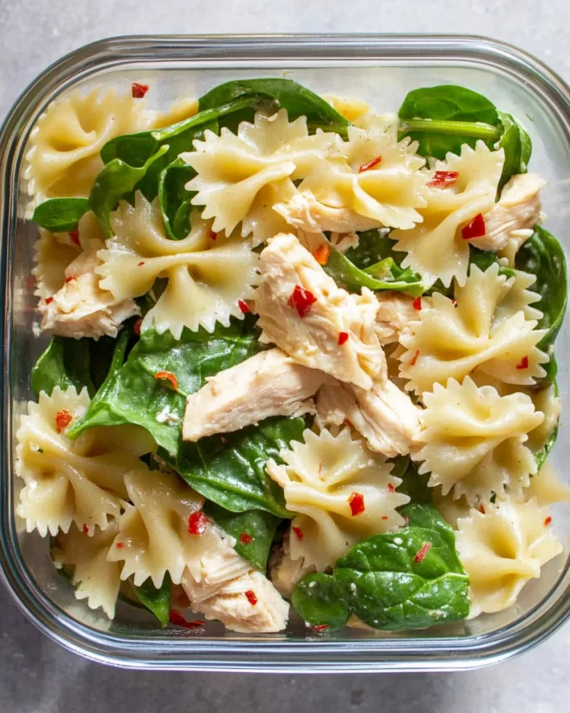 Cold Chicken Spinach Pasta Salad