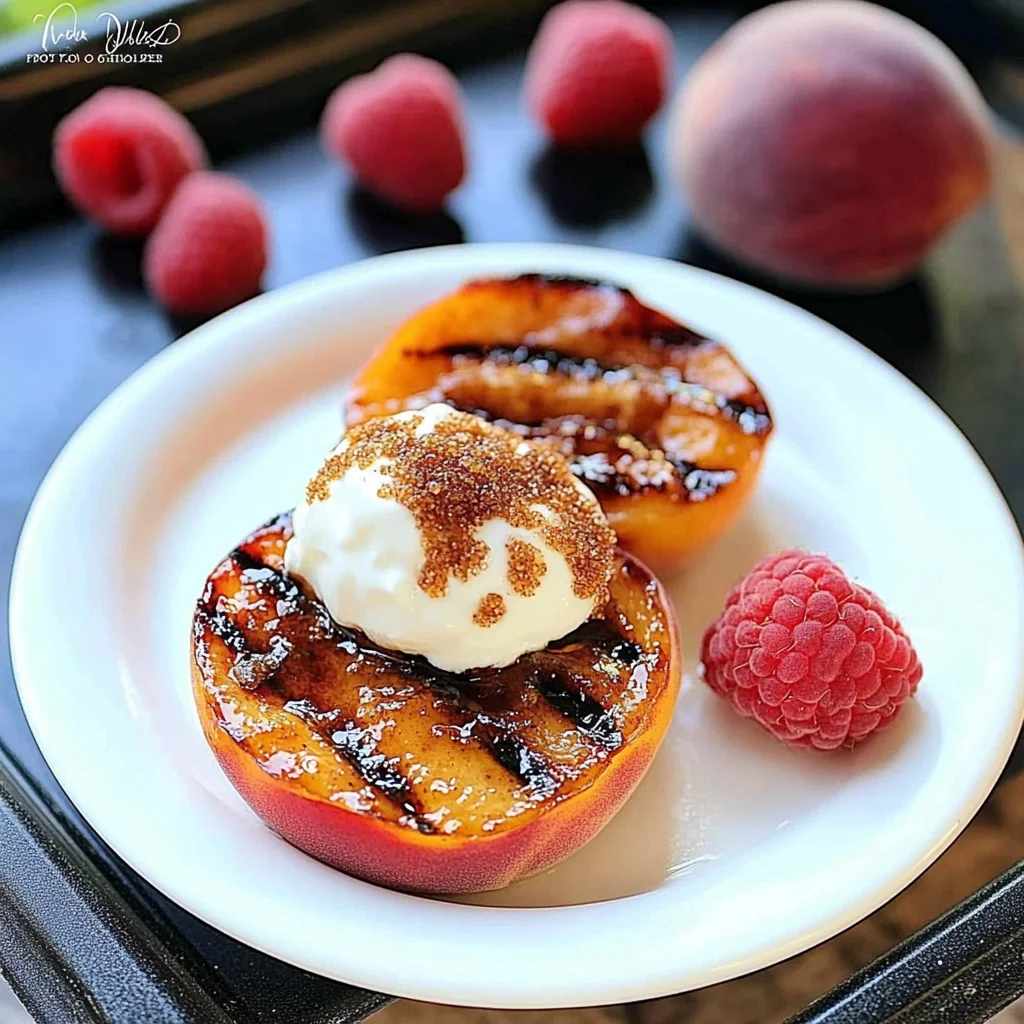 Grilled Peaches with Yogurt & Brown Sugar