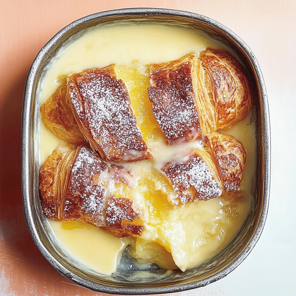 Lemon and custard croissant pudding