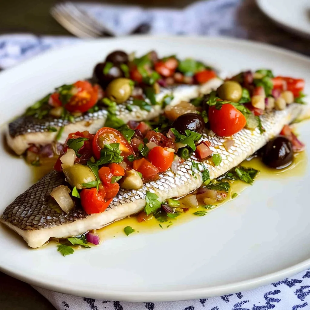 Mediterranean Branzino Filet Recipe with Vierge Sauce