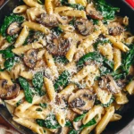Parmesan Spinach Mushroom Pasta Skillet