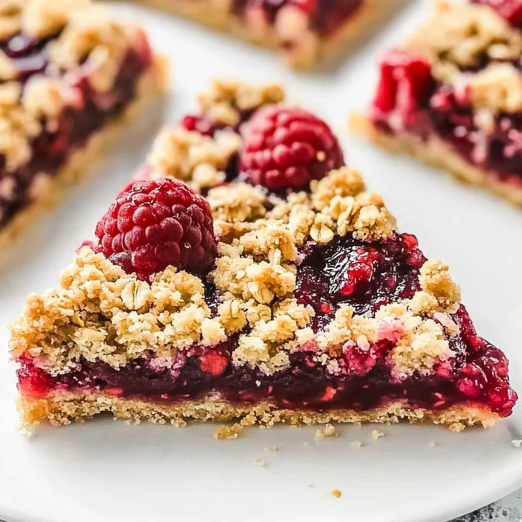 Raspberry Bars with Oatmeal Crumble Topping