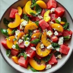 Refreshing and Juicy Watermelon Peach Salad for Hot Summer Days
