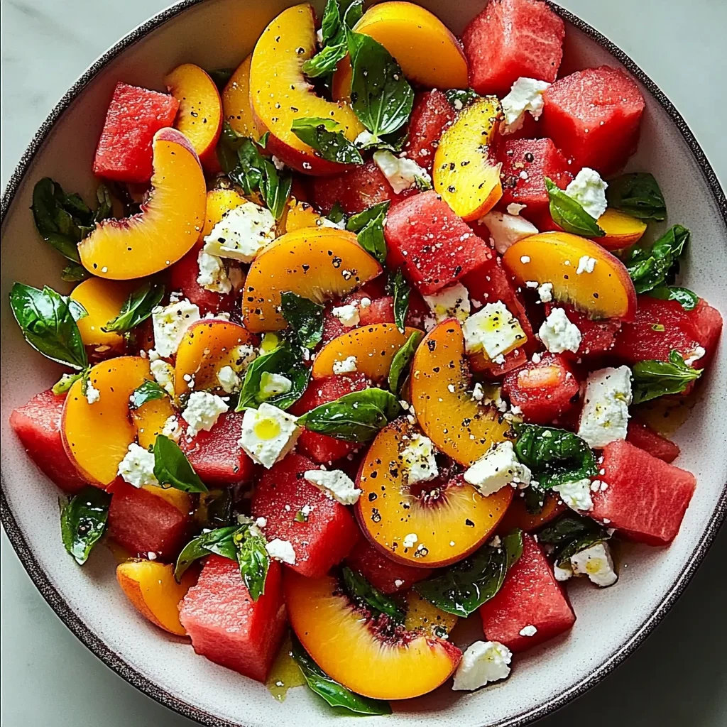 Refreshing and Juicy Watermelon Peach Salad for Hot Summer Days