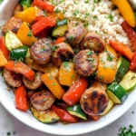 10 Minute Air Fryer Chicken Sausage and Veggies