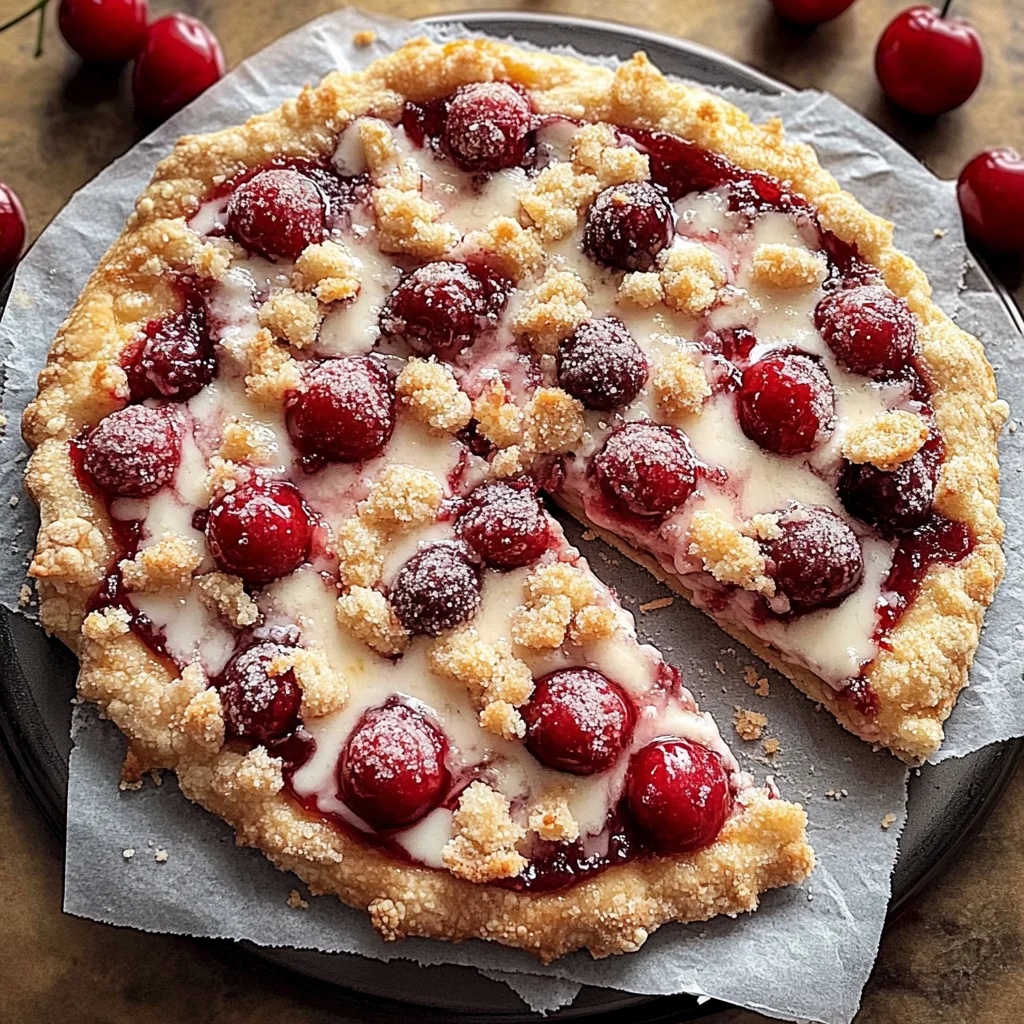 Cherry Dessert Pizza with Cherry Pie Filling and Crumble Topping Recipe