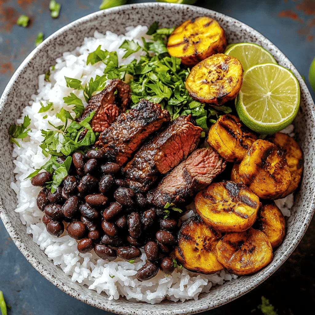 Cuban Mojo Beef Bowls with Black Beans & Plantains