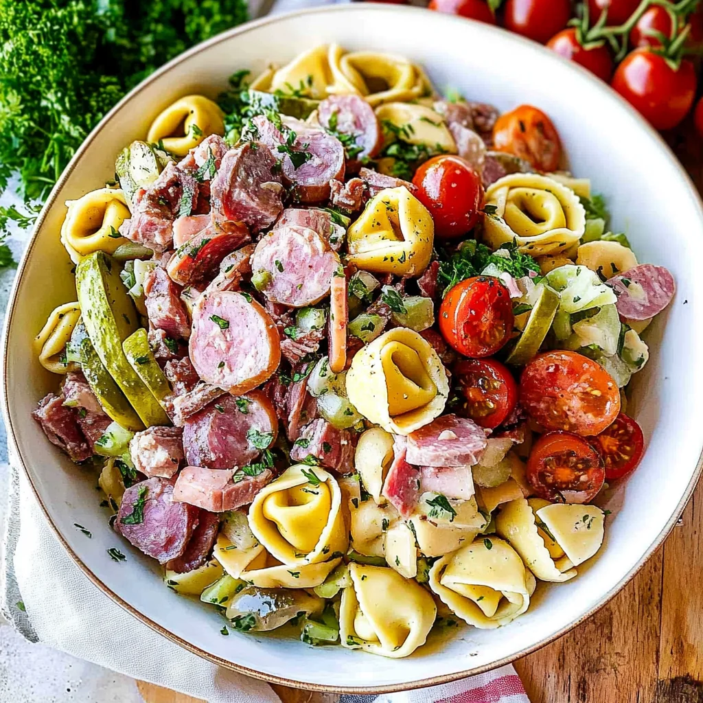 Cubano Tortellini Salad with Mojo Dressing