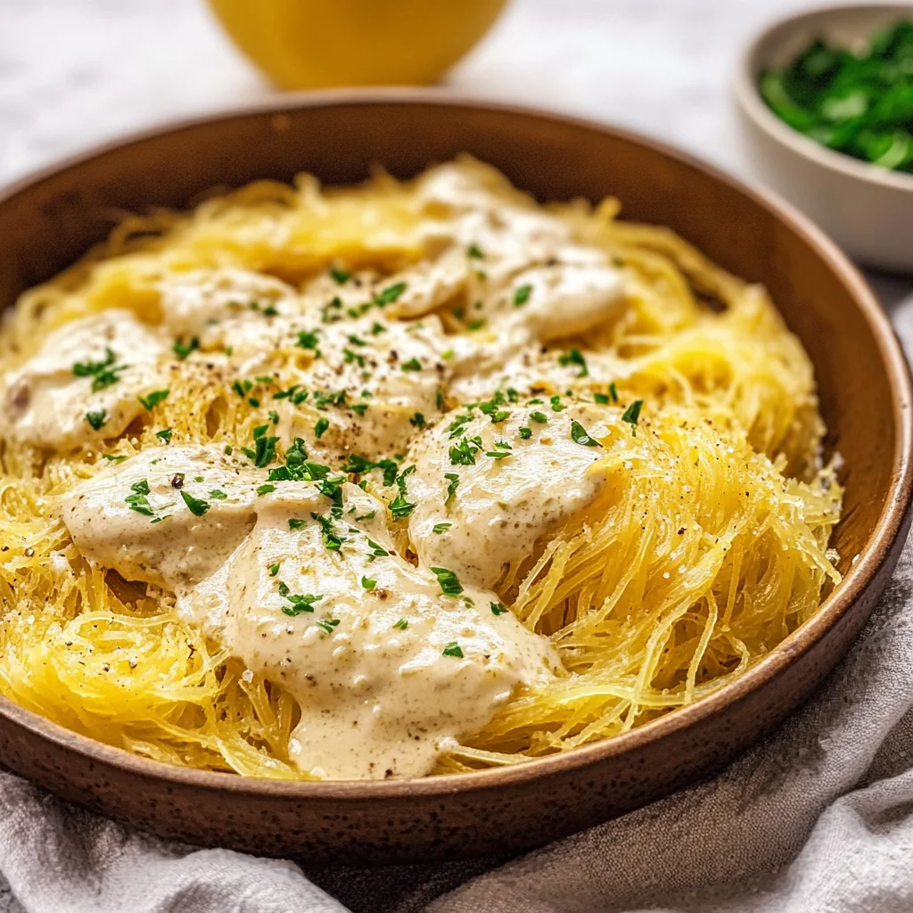 Spaghetti Squash Alfredo – Best Vegetarian Dinner Recipe