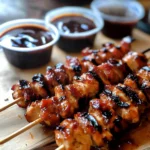Turkey Bacon Bourbon BBQ Chicken Kebabs